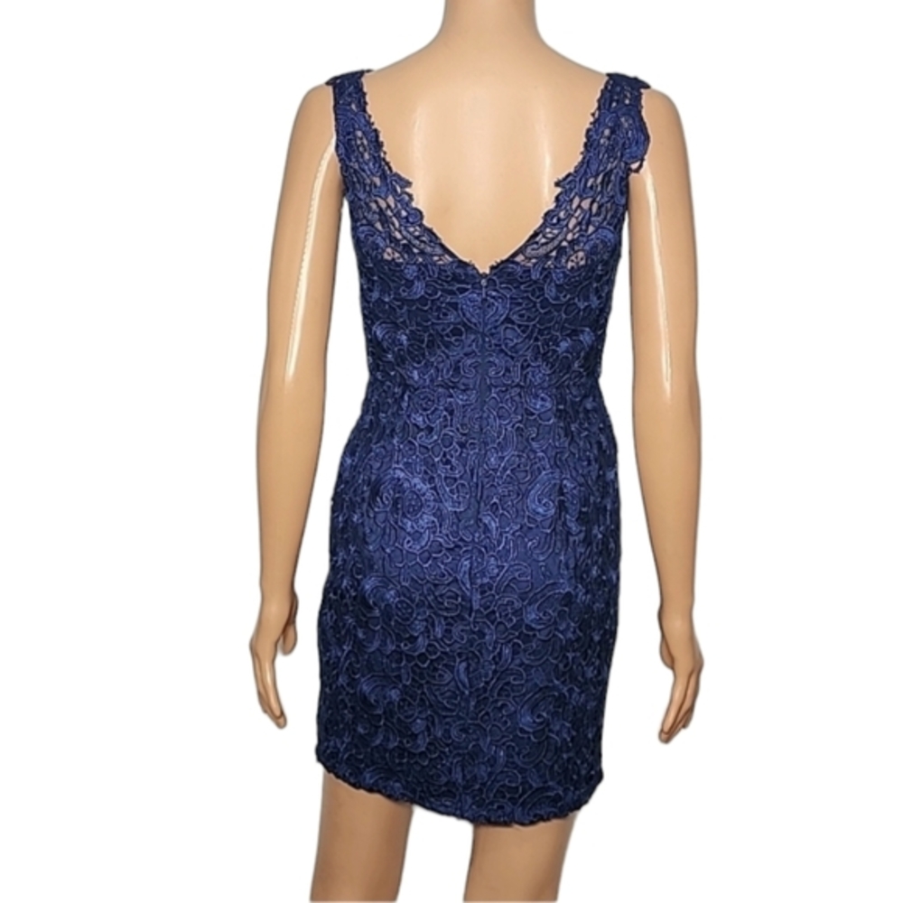 Aidan Mattox Women's V-Neck Sleeveless Lace Navy blue Cocktail Dress Size 0 - Picture 10 of 14